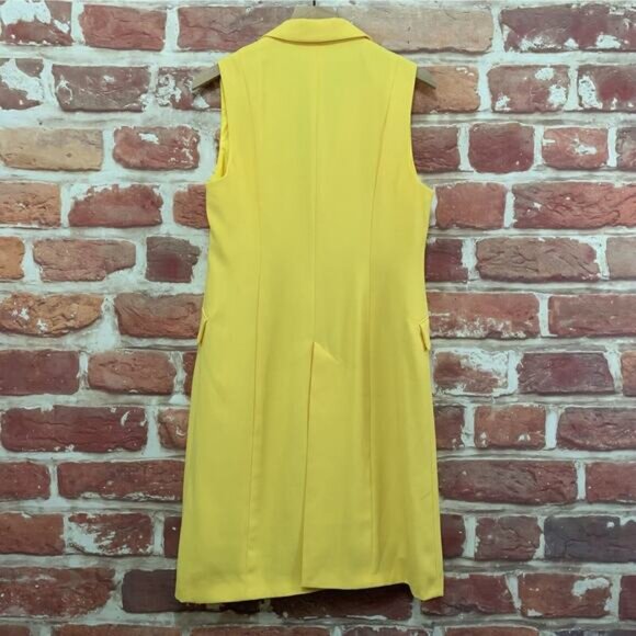 Zara Woman Blazer Medium Yellow Button Accent Open Front Long Jacket - Picture 2 of 9